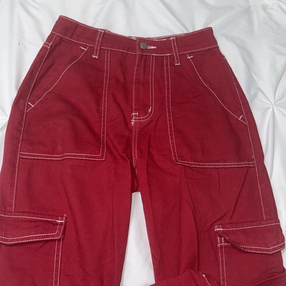 Shein Red Cargo Pants - Picture 3 of 7